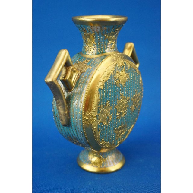 Ceramic Perfume Bottle or Porcelain Vase with Gold Decorations by Radler & Pilz factory, Austria, Late 1800s For Sale - Image 7 of 18