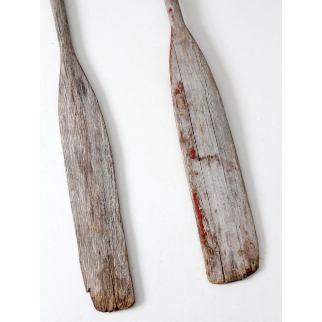Vintage Wooden Boat Oars Pair For Sale - Image 6 of 13