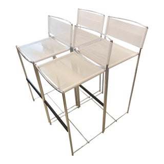 1980s Vintage Alias White Spaghetti Bar Stools by Bolotti - Set of 4 For Sale