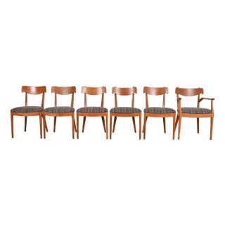 Kipp Stewart for Drexel Declaration Sculpted Walnut Dining Chairs, Set of Six For Sale