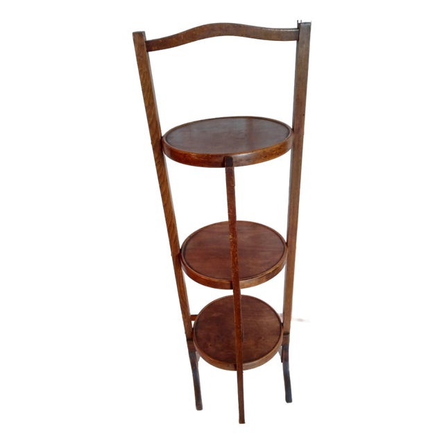 Vintage 1920's Wooden Folding 3 Tier Pie and Cake Stand For Sale