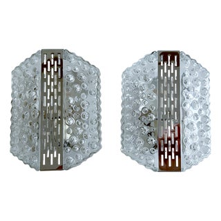 Vintage Bubble Glass and Chrome Sconces, 1970s, Set of 2 For Sale