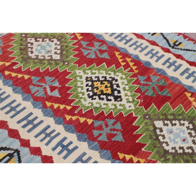 1960s 1960s Tribal Red Hand Knotted Kilim Rug For Sale - Image 5 of 9