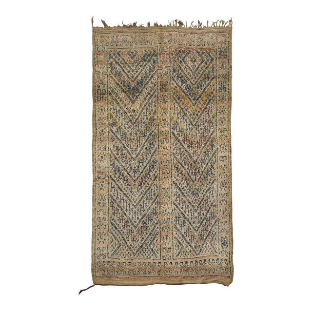 Vintage Moroccan Berber Wool Rug With Geometric Chevron Design by Rug & Kilim For Sale