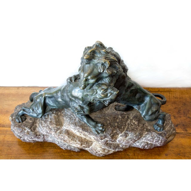 A.Fagotto, Couple of Lions, 20th century, Bronze For Sale - Image 4 of 6