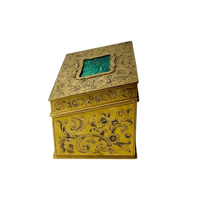 19th Century French Gilt Bronze and Malachite Trinket Box For Sale - Image 10 of 11