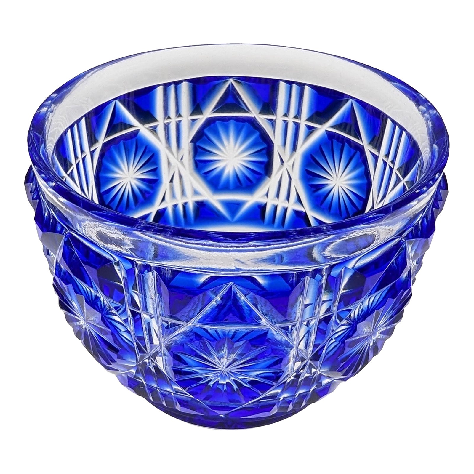 Shimadzu Satsuma Kiriko Cut Crystal Glass "Nishiki-e / Cup with a leg