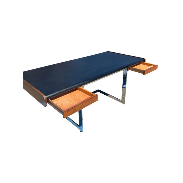 Mid Century Modern Rosewood Desk by Ste. Marie and Laurent in Chrome and Leather Top For Sale In New York - Image 6 of 9