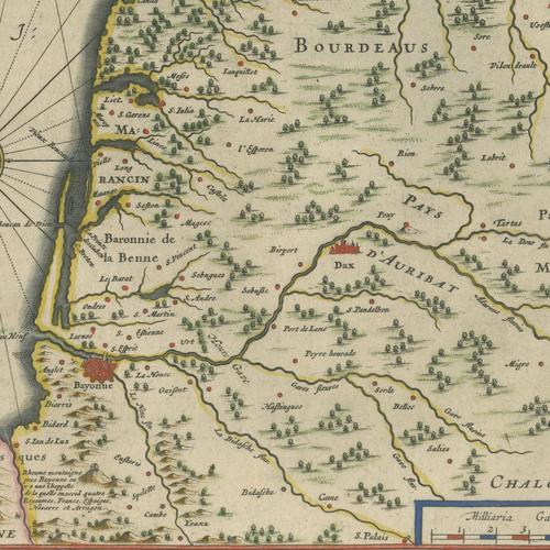 Antique Blaeu Map of the Bordelais, 1642 For Sale - Image 6 of 12