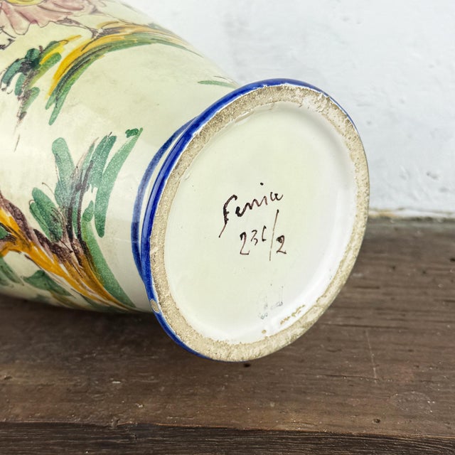 Antique Italian Majolica Vase with Hand Painted Ceramic Amphora by Fenice, Albisola, 1920s For Sale - Image 11 of 12