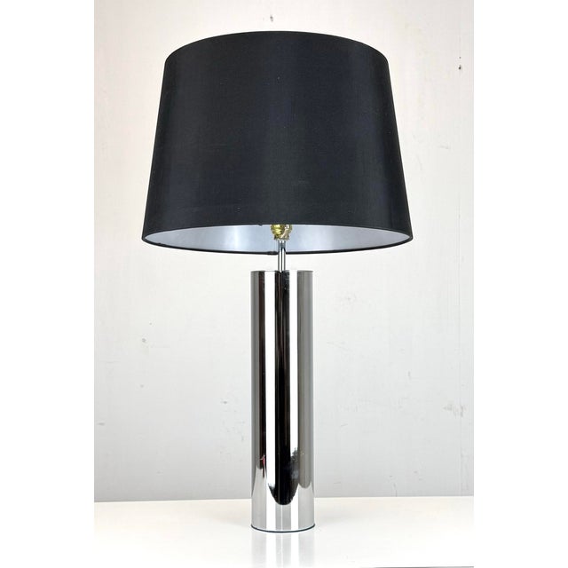Mid Century Modern Attributed to Sonneman Chrome Cylinder Table Lamp For Sale - Image 12 of 12