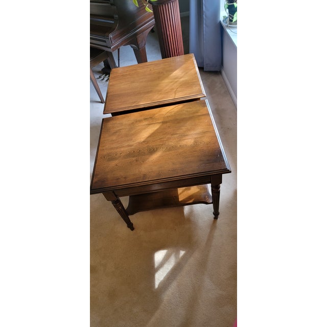 American 1980's Ethan Allen Pair of Vintage End Tables For Sale - Image 3 of 12