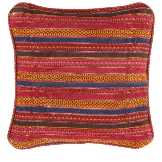 This Gabbeh pillow is made of high-quality LAMBS WOOL The piece was crafted with good workmanship. Gabbeh rugs are made by...