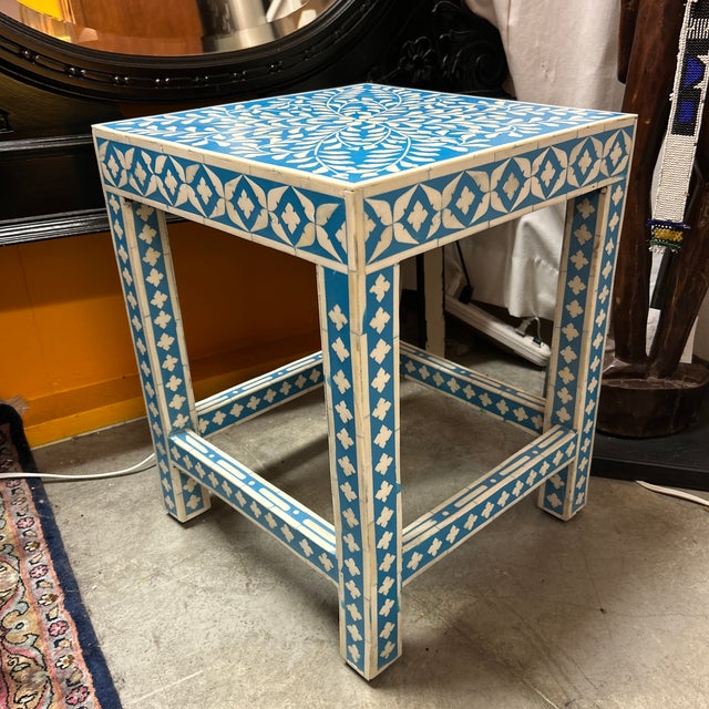 Bone Inlay Side Table/ Seat For Sale - Image 9 of 11