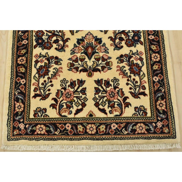 Fine Kashmar Runner 2’3” X 7’4” Ivory Wool Traditional Hand-Knotted Rug For Sale - Image 9 of 12