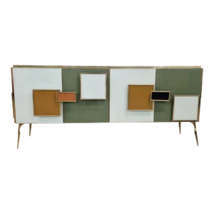 Sideboard with Multicolored Glass Doors, 1980s