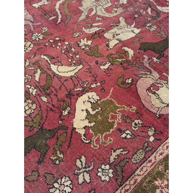 Antique Indian Agra Carpet, Hunting Rugs, Oriental Rugs, Red, Gold, Ivory, Brown For Sale - Image 4 of 18