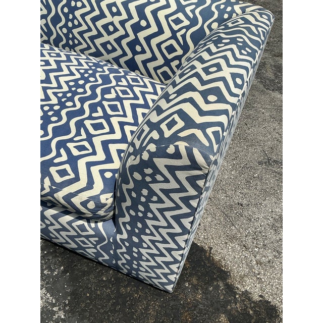 Blue Vintage Boho Custom Sectional Sofa in Quadrille “Deauville” Printed Cotton For Sale - Image 8 of 12