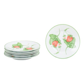 Small Porcelain Fraise Series Plates by Bill Goldsmith for Limoges, 1980s, Set of 6 For Sale