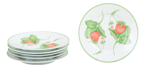 Small Porcelain Fraise Series Plates by Bill Goldsmith for Limoges, 1980s, Set of 6