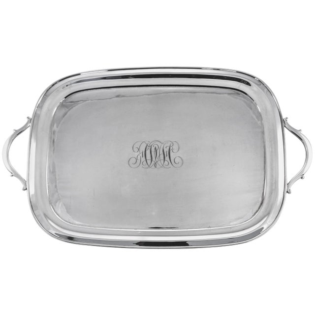 Large Modern Sterling Tea Tray For Sale