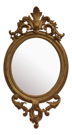 French Oval Mirror with Gilt Wood Stucco Carved Frame, 1800s
