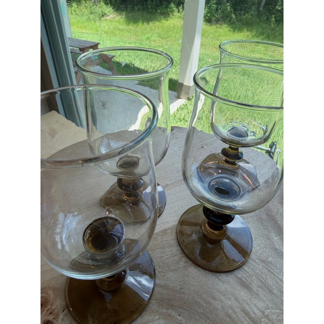 Mid-Century Modern Vintage Mid-Century Modern Libbey Two Tone Tawny Brown Tulip Goblets 5.75" Set of 4 For Sale - Image 3 of 5