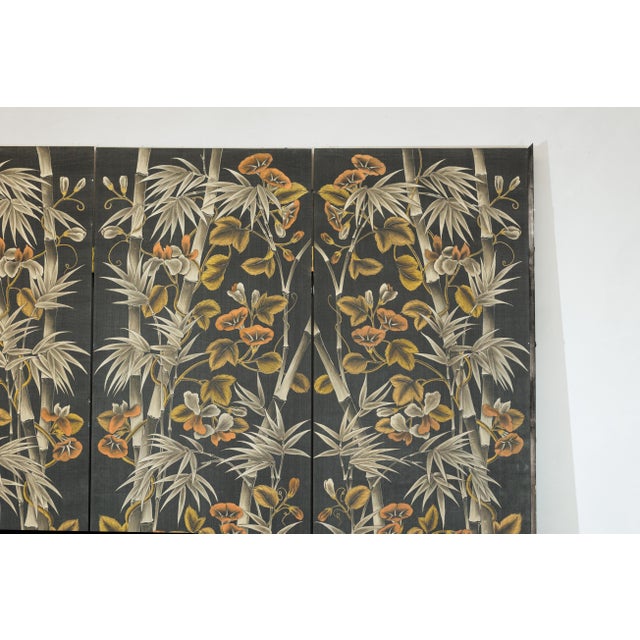 Vintage Chinese Four-Panel Screen with Bamboo and Floral Motifs For Sale - Image 11 of 18