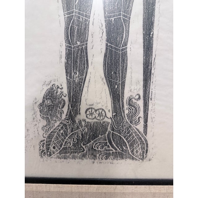 Glass Rare Medieval Knight Tomb Impression – Westminster Abbey & Stoke D’Abernon – Framed Set of Brass Rubbings For Sale - Image 7 of 10