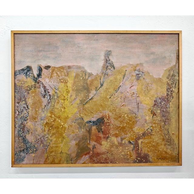 Krsta Andrejevic, Abstract Landscape, 1961, Oil on Canvas, Framed For Sale