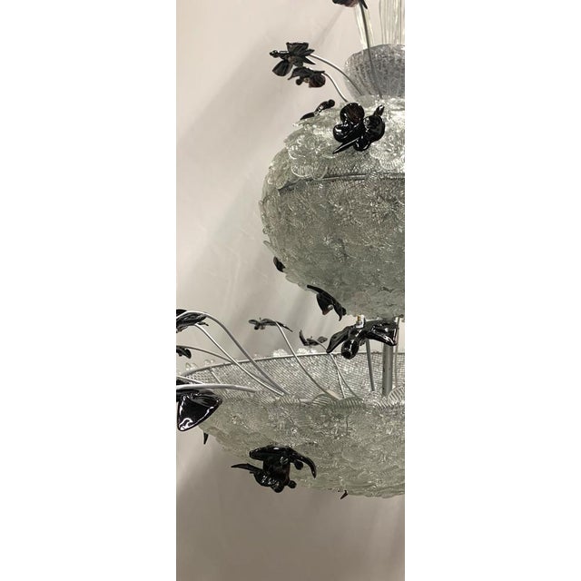 Murano Glass Chandelier with Flowers attributed to Barovier, 1970s For Sale - Image 16 of 18