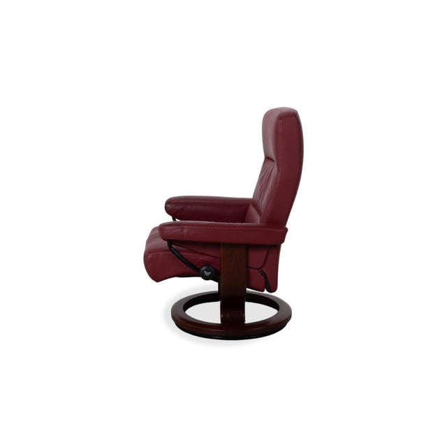 Set of Red Leather Atlantic Recliner and Footstool from Stressless For Sale - Image 14 of 17