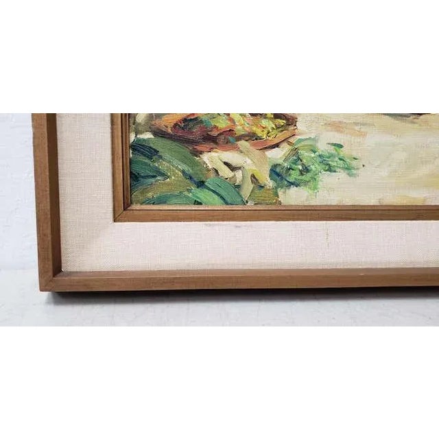 Gerald Merfeld "Street Market, Vietnam" Original Oil Painting C.1980s For Sale - Image 4 of 9