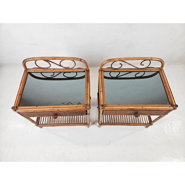 Vintage Bamboo Nightstands, Indonesia, 1970s, Set of 2 For Sale - Image 3 of 8