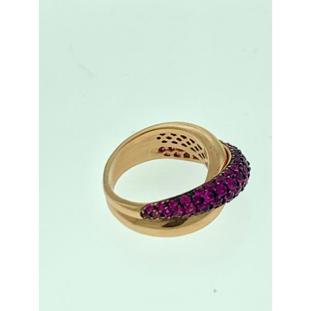 Red 3 Carat Ruby 18 Karat Rose Gold Cross Over Ring 13 Grams Size 8 For Sale - Image 8 of 8