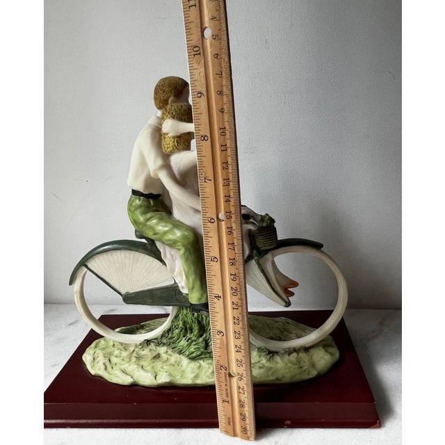 Vintage Italian Art Sculpture Santini Man Woman Romantic Couple Bicycle… For Sale - Image 11 of 18