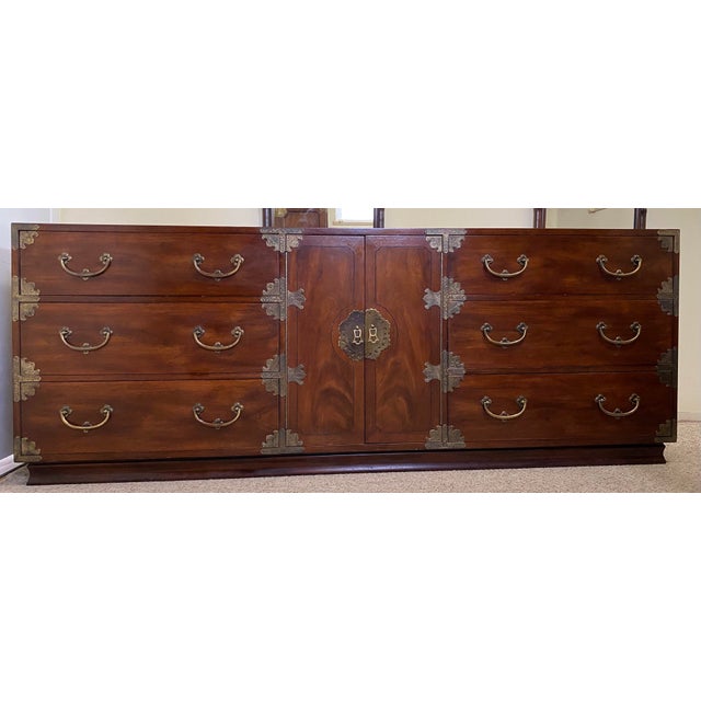 1970’s Henredon Japanese Tansu Campaign Style Long Dresser Chairish