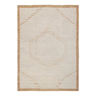 6x9Ft. Natural Cream Jute Taureg Inspired Soumek Jute Hand Woven Rug For Sale
