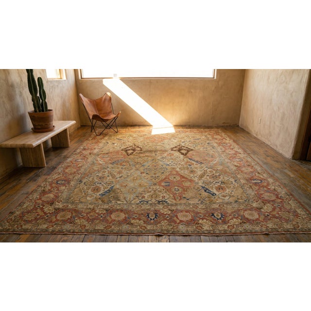 Beautiful Ivory Background and Rosette Medallion Design Antique Persian Tabriz Rug For Sale - Image 10 of 10
