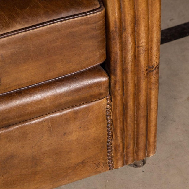 Art Deco Leather Tub Chairs & Sofa, 1920s, Set of 3 For Sale - Image 14 of 18