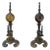 Pair of Large & Heavy Brass 23" Tall Ball Shape End Irons c.1900s For Sale
