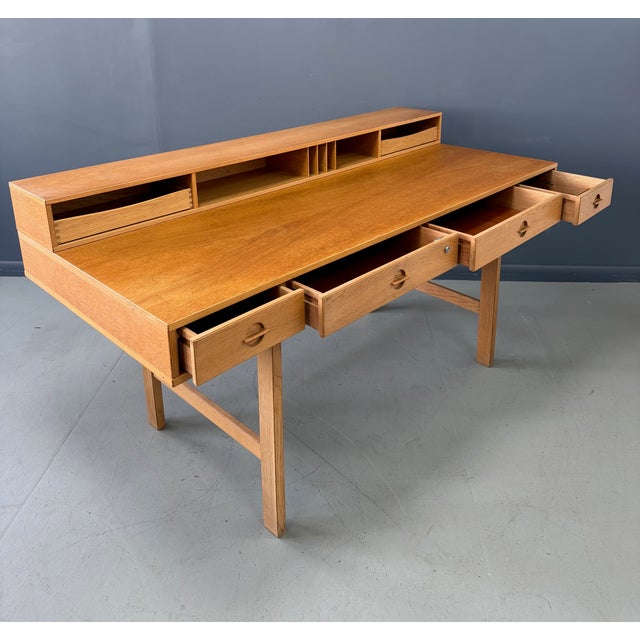 Wood Vintage 1970s Danish Peter Lovig Mid Century Modern Desk in White Oak For Sale - Image 7 of 11