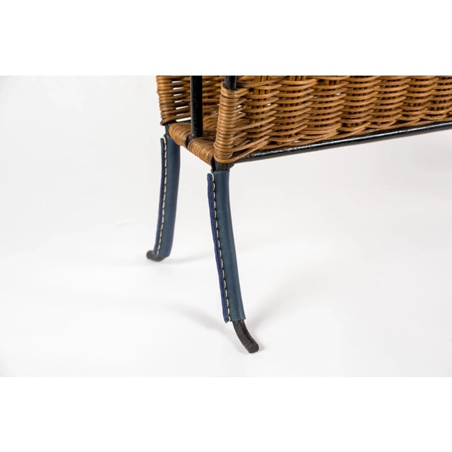 Jacques Adnet Leather Steering Magazine Rack by Jacques Adnet, 1950s For Sale - Image 4 of 7