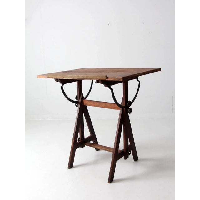 Wood Antique Drafting Table For Sale - Image 7 of 12