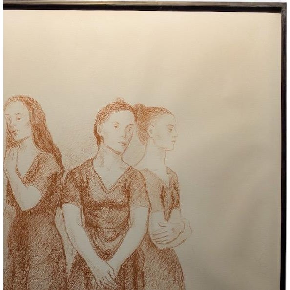1960s Signed Moses Soyer Original Figurative Lithograph Three Women in Kulicke Frame For Sale In Portland, ME - Image 6 of 11