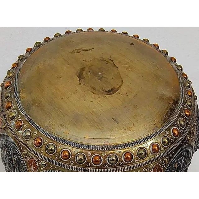 Late 19th Century Antique 19th Century Thanjavur Tri-Metal Bowl - Hand-Hammered Silver and Copper on Brass - Tanjore South Indian Art For Sale - Image 5 of 11