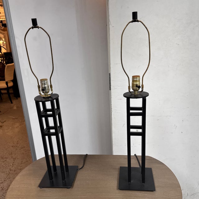 Modernist Lattice Tower Table Lamps, Pair For Sale - Image 9 of 12
