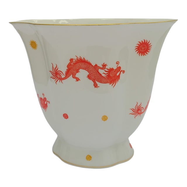 Ceramic Vase with Red Dragon Decor from Rosenthal, 1940s For Sale