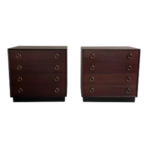 Pair of Hollywood Regency Mahogany Dressers Attributed to Gilbert Rohde