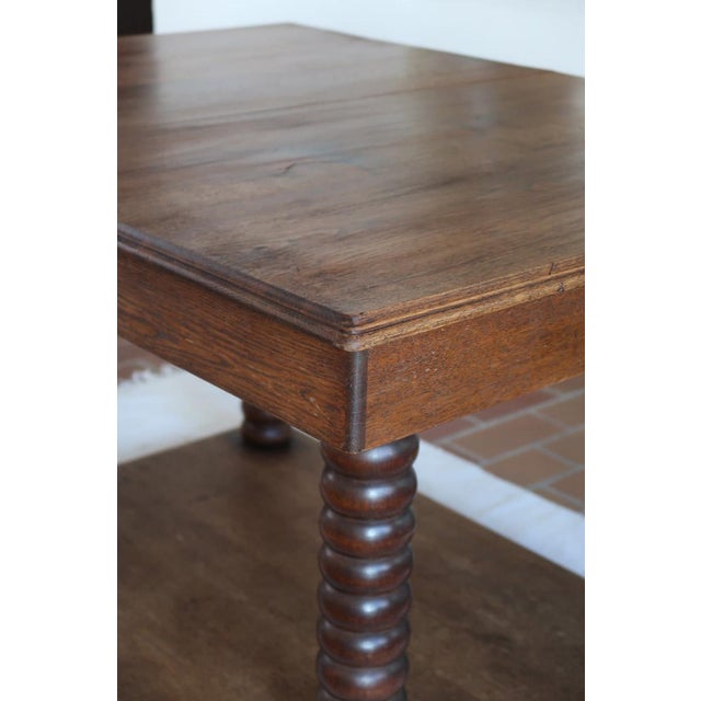 French Art Deco Dining Table in Oak with Turned Bobbin Legs, 1930s For Sale - Image 9 of 13